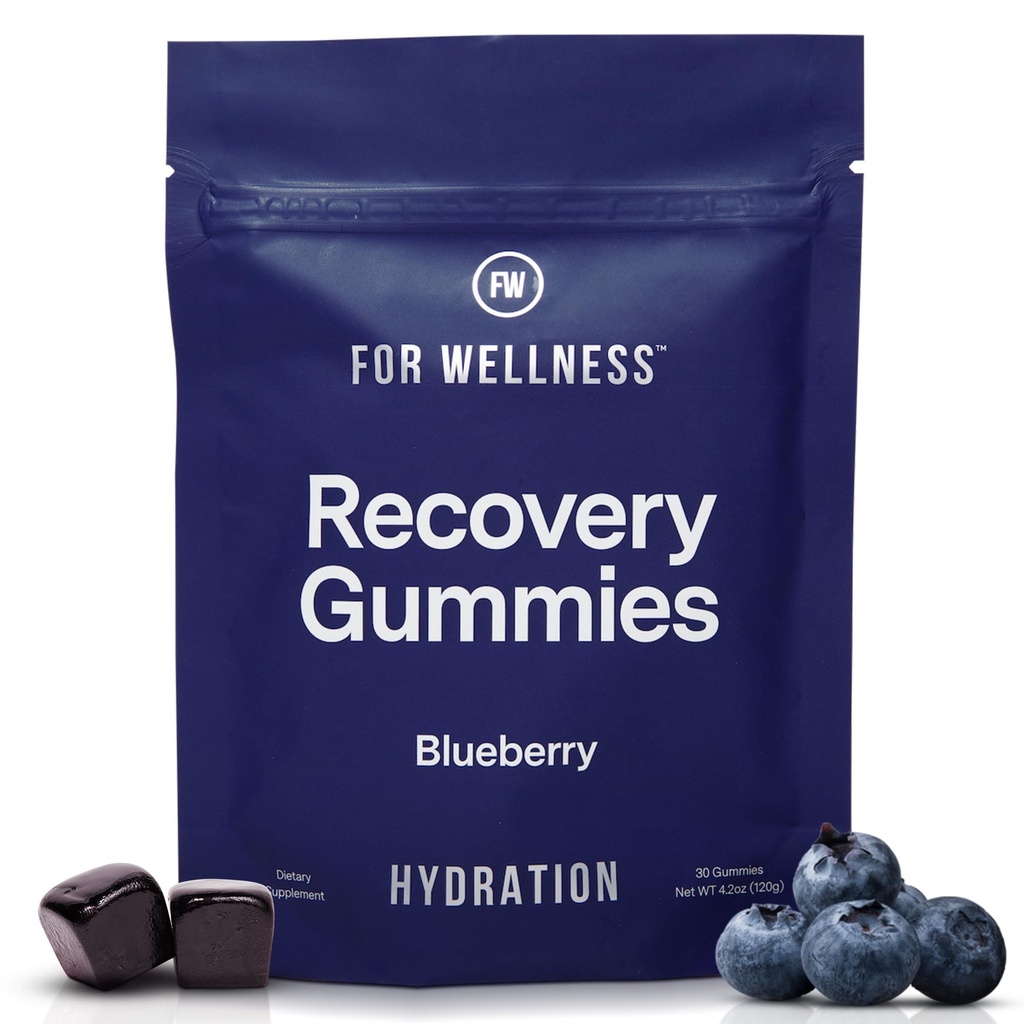 Pro Wellness Recovery Gummies Hydrate CLAS124; Borůvkový elektrolyt a antioxidant doplňky pro hydrataci, energie a post- cvičení Performance CLAS124; Vegan, Non- GMO, 30 Počet
