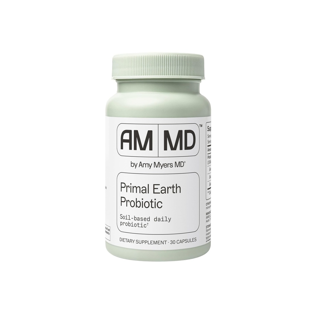 Amy Myers MD Primal Earth Probiotic - Dědičný a imunitní Supplement - Soil- based Probiotic - Gluten- Free & Non- Dairy - Paleo- Friendly Dospělý doplněk zdraví - 30 Kapsle
