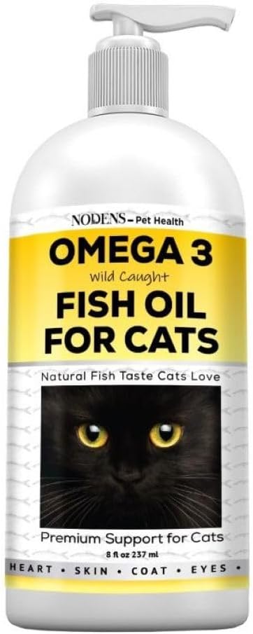 Uzliny Přírodní rybí olej pro kočky Kůže & Coat - 100% čistý Omega 3 Rybí olej pro lupy & Hairballs - Kočičí vitaminy a doplňky Rybí olej tekutý pro společné záněty, imunitní podpora a trávení