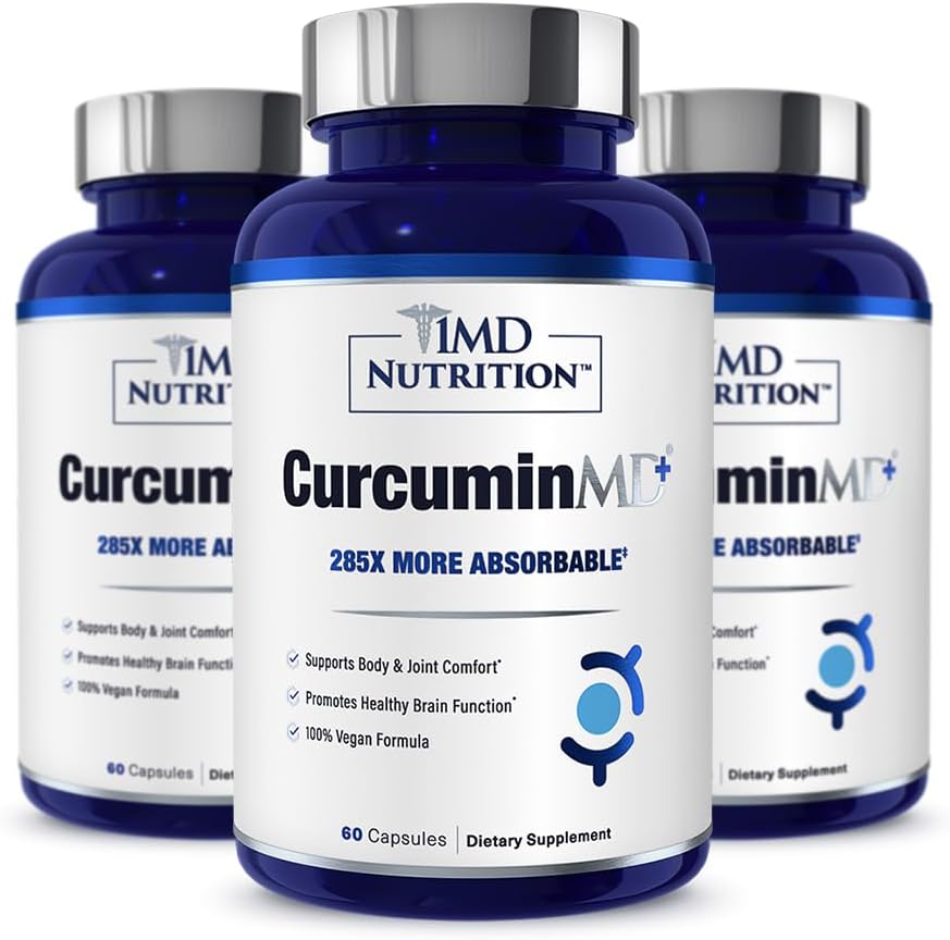 1MD Nutriční CurcuminMD Plus - Kurkumin kurkumin s boswellia Serrata - 285x Více Absorbovatelné 124x; Joint Stiffness, Muscle Recovery, a Mood Support 124; 180 Kapsle (3- Pack)