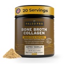 PaleoPro Bone Broth Kolagen Protein Powder - Turmeric Root Grass- Fed Kolagen Powder for Skin & Bones - Gluten Free, No Sugar, Soy, Grains, Net Carbs - Paleo Keto Friendly 20 Servings Aztec Vanilla