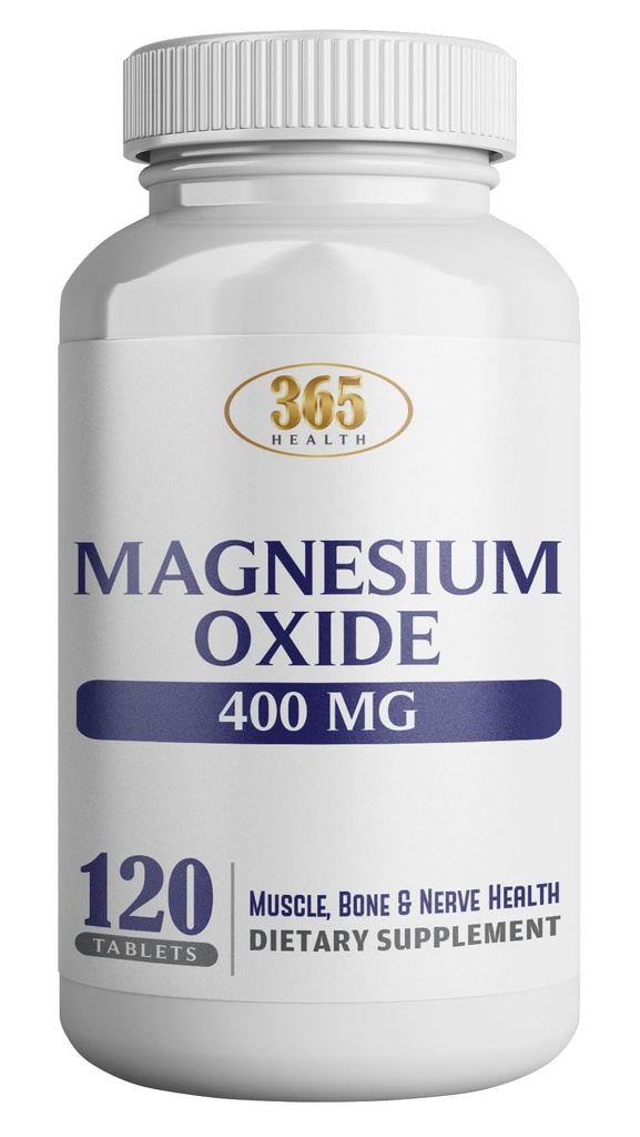 Hořčík 400mg [Vysoká potence] Dodatek - Oxid hořečnatý pro imunitní podporu, svalovou obnovu, křeče v nohách a relaxaci 120 Tablets- USA Made