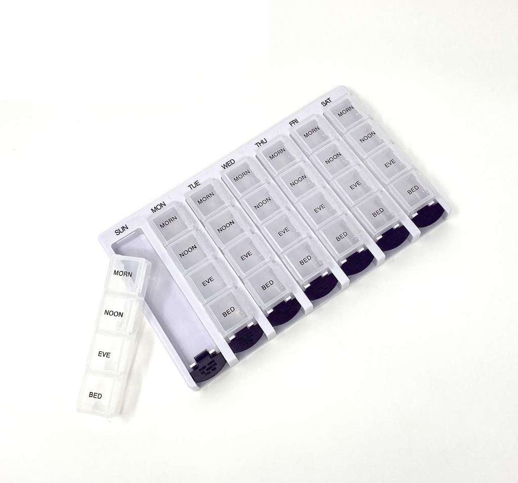 Týdenní AM / PM Pill Box Portable Travel Prescription & Medication Pill Case Organizátor P & P Medical SURICAL (7-Day / 4-Times-A-Day) s odstranitelnými kompartmenty a moisture- Proof Design