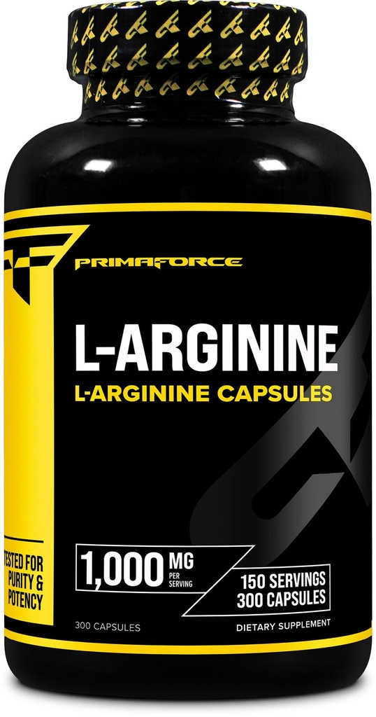 Primaforce L- Arginin (300 Kapsle, 150 Servings / 1000 mg L- Arginin Per Serving) 124; Extra Strength Amino Acid Supplement for Men and Women - Gluten Free, Non- GMO
