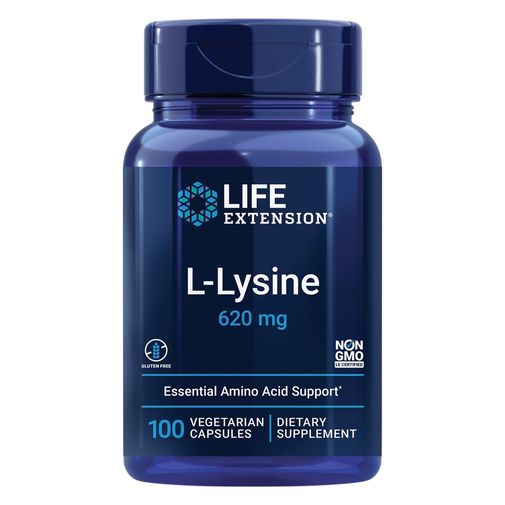 Life Extension NAC 600mg Antioxidant Immunication Support & L- Lysin 620mg for Health Stress Response 100 Capsules Bundle