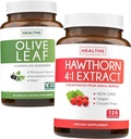 Bundle Olive Leaf Extract & Hawthorn Berry Extarct - Zdravé bylinky Bundle - Olive Leaf Extract s 20% Oleuropein & Hawthorn Berry 4: 1 Extract - Koncentrovaný z 2660mg čerstvých bobulí (120 Caps)