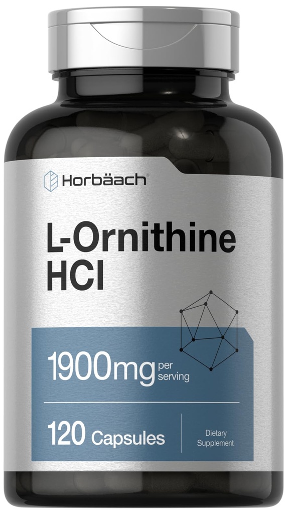Horbäach L Ornithin HCl Dublin 124; 1900mg Dublin 124; 120 Kapsle 124; Non- GMO & Gluten zdarma dodatek