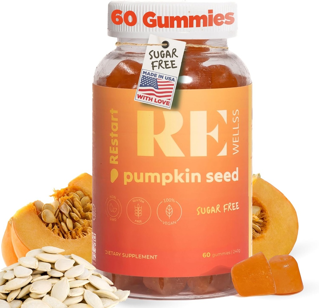 Dýně Seed Oil Gummies I Cukr zdarma gluten zdarma jiné než GMO organické dietní doplňky I růst vlasů, Žhnoucí kůže Prostata zdraví Močové Tract Support I 240 Grams I Balení 60