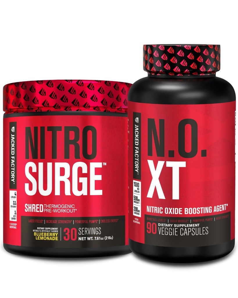 Jacked Factory Nitrofresh Shred Thermogenic Pre- cvičení v Blueberry Lemonade & N.O. XT Nitric Oxide Booster pro muže a ženy