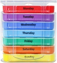 Týdenní Pořadatel pilulek pro 1 den 4 Times Supply, KIGI 7 dní Stackable Pill Dipenser Vitamíny Kontejnery (Rainbow)