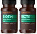 Prvky Vegan Biotin 5000 mcg - Vlasy, kůže, nehty, 130 Kapsle (4 Měsíční zásoba) (Balení květen Vary) (Balení po 2)