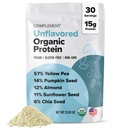 Doplněk Organické Neochucené Vegan Protein Powder (30 Služeb) Nízký karb, Nízká kalorie, Cukr zdarma, Soy Free, Non- GMO, Lepek Free, Non Dair- Yellow Pea, Dýňová seed- 15g Plant Based Protein Powder