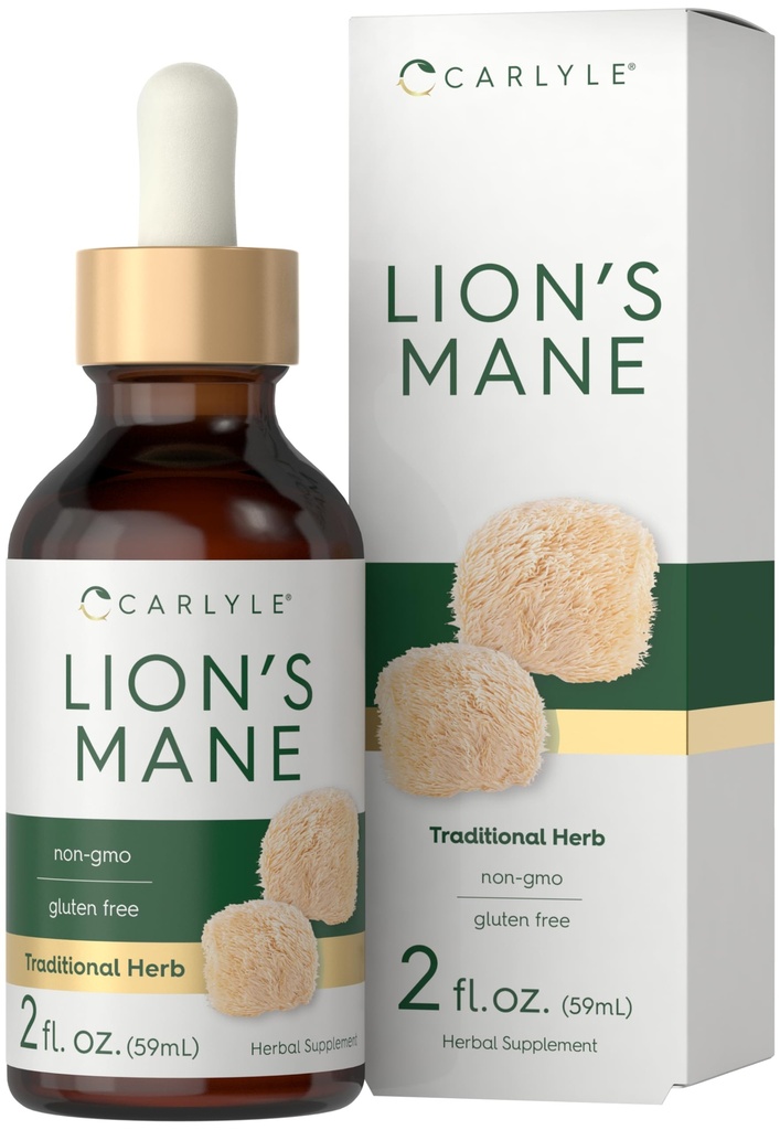 Carlyle Lions Mane Houba dodatek 124; 2 Fl Oz Oz 124; tekutý extrakt tinktura 124; Vegetarian current 124; Non- GMO, gluten zdarma