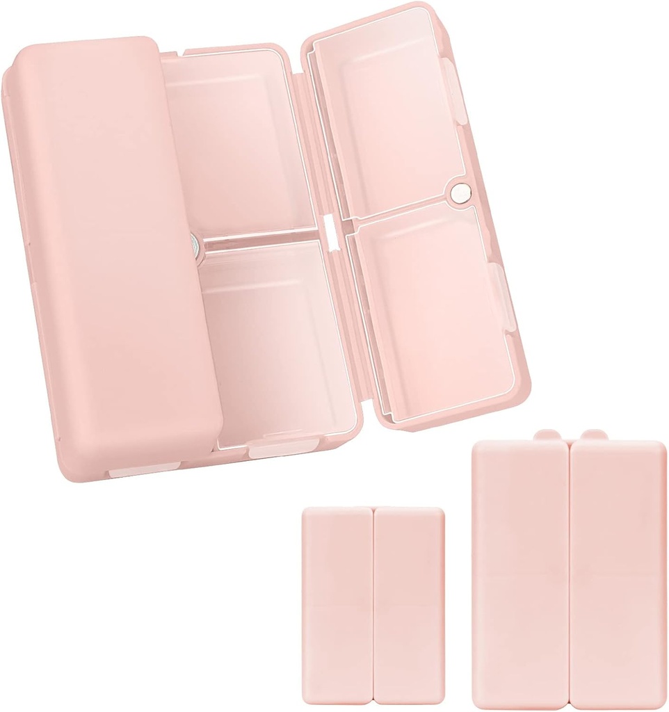 FREAL 2 Pcs Daily Pill Organizer, 7 Compartments Přenosný Pill Pouzdro Cestovní Pill Organizátor, [Skládací Design] Pill Box pro kapsy v kabelce držet vitaminy, Cod Játra olej, doplňky a léky-Pink