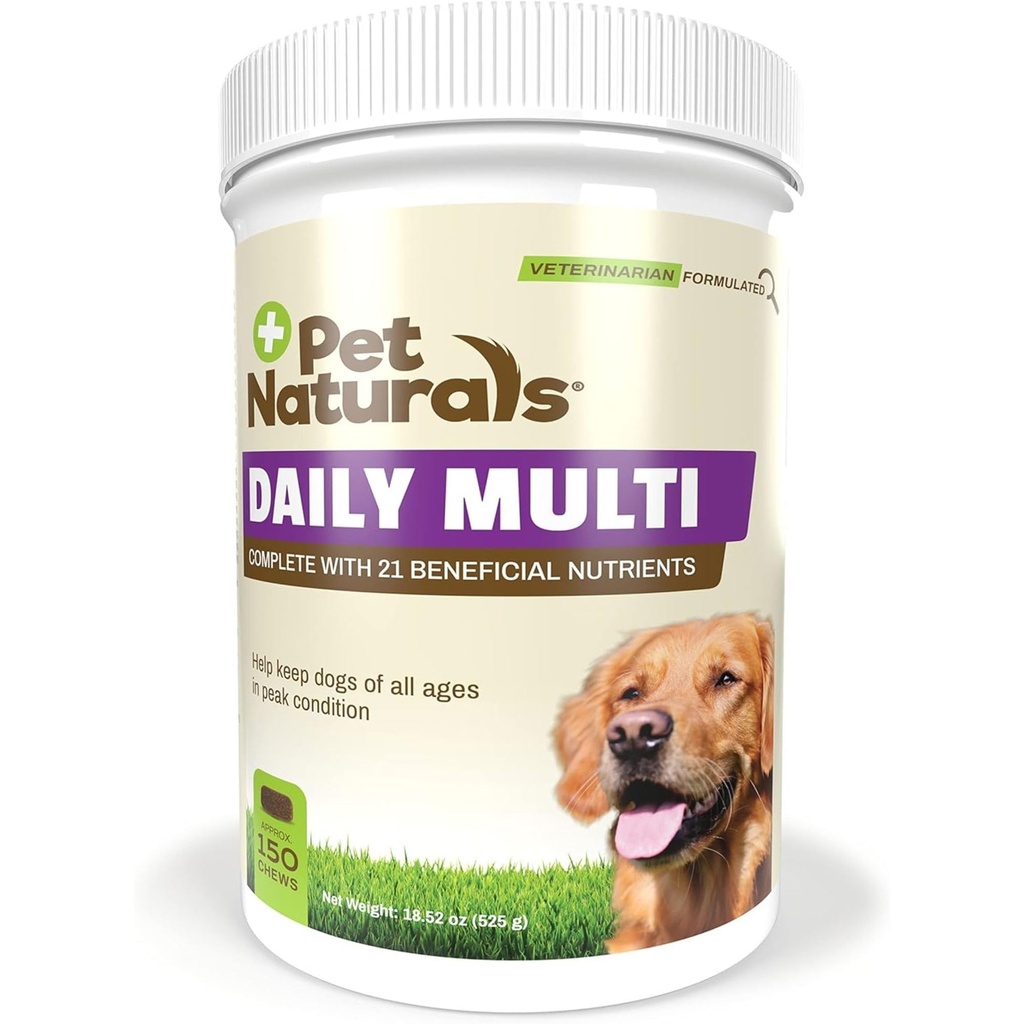 Pet Naturals Daily Multivitamin pro psy, Veggie Flavor, 150 Chews - Yummy Chews with Amino Acids, and Antioxidants - Podporuje energii, metabolické funkce a Pet Wellness