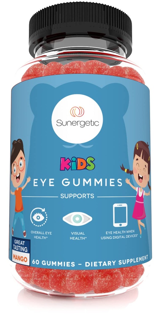 Premium Eye Support Gummies for Kids - Lutein s Zeaxanthin Podporuje celkové zdraví očí, Vision & Macular Health-Klinicky studoval Lutein & Zeaxanthin s Lutemax 2020-60 Gumy