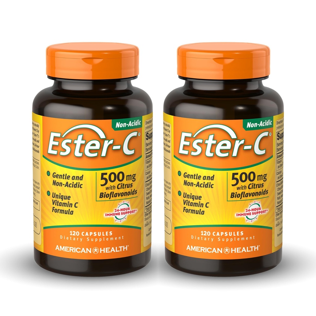 American Health Ester- C 500 mg s Citrus Bioflavonoids - 120 Kapsle (Balení po 2) - 24hodinová imunitní podpora - Non- GMO, gluten zdarma - 120 Celkem