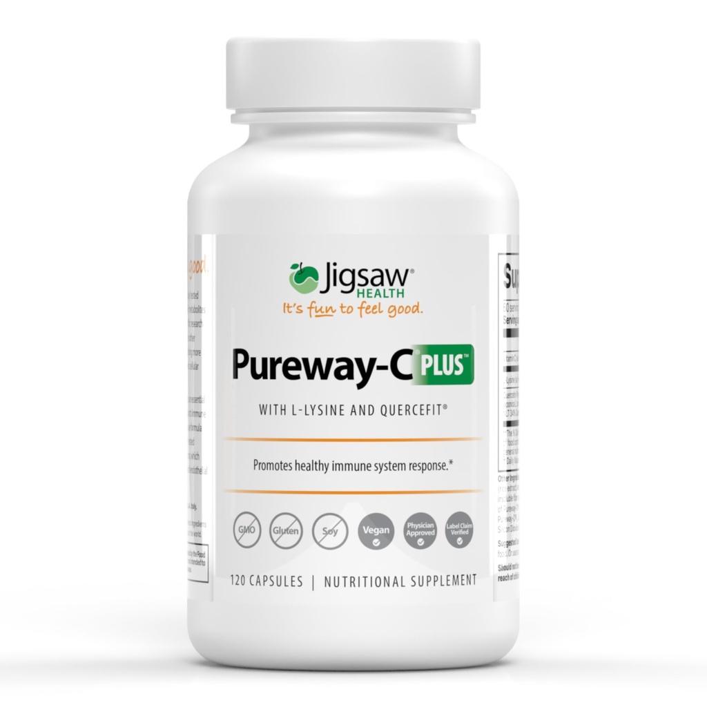 Jigsaw Health Pureway- C Plus C124; Vitamin C s L- lysin a Quercetin C124; Promotes Zdravý imunitní systém odpověď 124; 120 Kapsle C124; 60 Služební