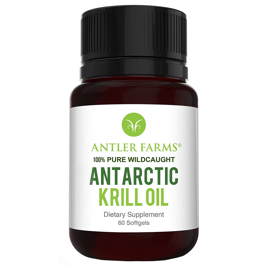 Antler Farms - 100% čisté Wild chycený antarktický krilový olej z chladu, Pristine Waters, 60 Softgels - čisté, Omega33 EPA + DHA dodatek w / Astaxanthin, rychlá absorpce