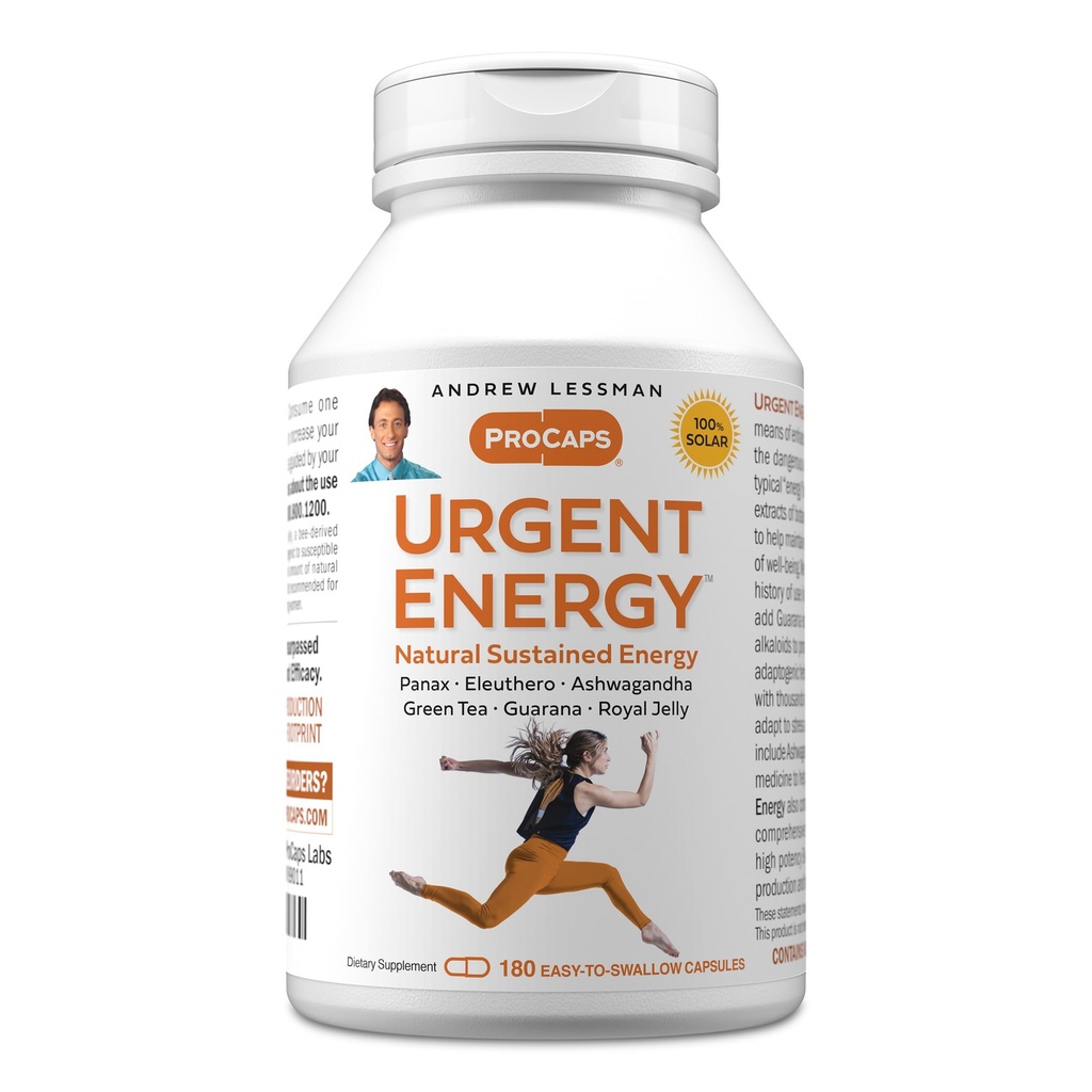 ANDREW LESSMAN Naléhavá energie 180 Kapsle - Poskytuje bezpečné, zdravé prostředky pro zvýšení energetické úrovně a pocity well- Being, Green Tea, Guarana, ženšen, Royal Jelly, Ashwagandha, B-Complex