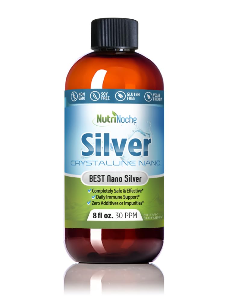 NutriNoche Koloidní stříbrná tekutina - Premium Silver for Imunitary Support - Organic Plata Coloidal para Tomar - 99,99% Ultra čisté Nano částice pro optimální absorpci - 30 ppm 8 oz