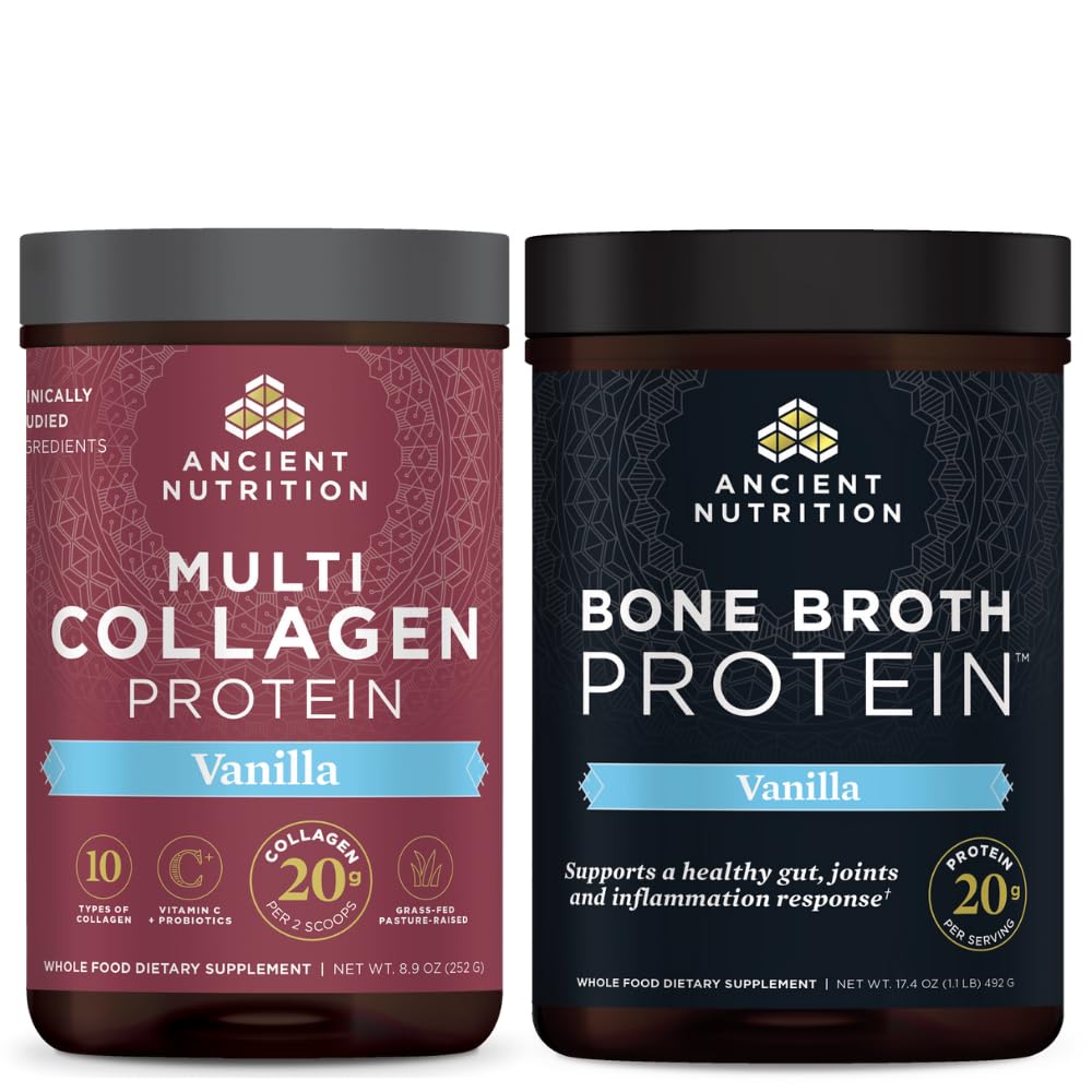 Antická výživa Multi kolagen protein prášek, Vanilla, 24 Servings + kostní vývar protein prášek, Vanilla, 20 Servings