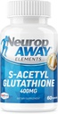 Elementy NeuropAWAY S- Acetyl- Glutathione 400mg Acid Residant Kapsle 60ct (60 400 mg Kapsle per Lahvička) 3. strana Testováno Vyrobeno v cGMP zařízení