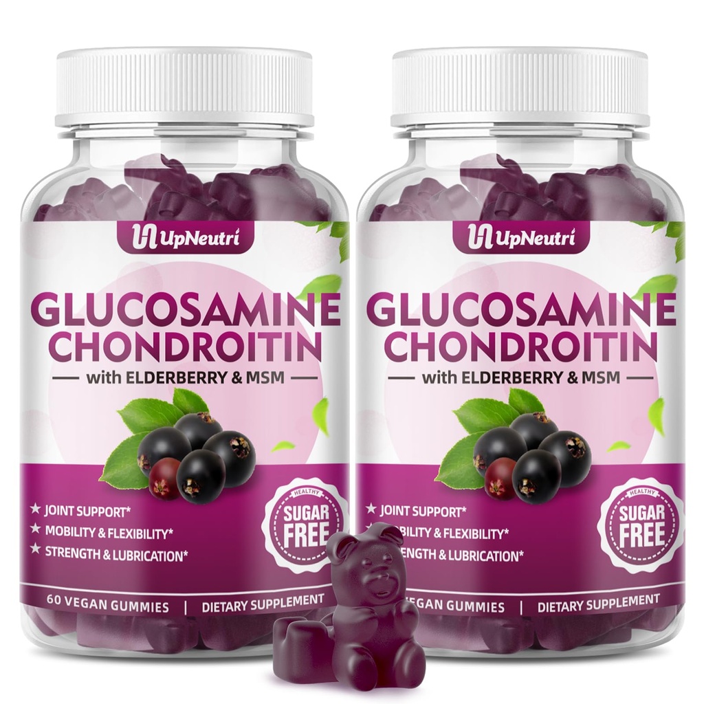 Gglucosamine Chondroitin Gummies Sugar Free, Extra Strength 1500mg Glucosamine with Chondroitin MSM & Turmeric, Joint Supplemente for Men & Women Joint Health (120 Count)