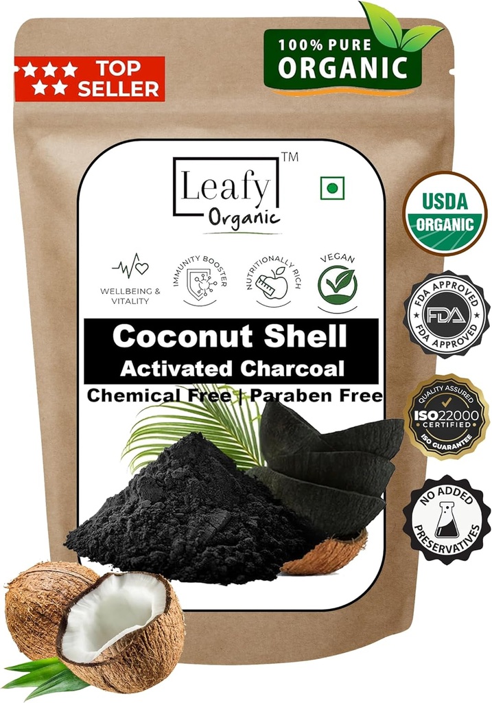 Kokosový aktivovaný Charcoal Powder - 1 LB / 16 Oz - Whites zuby, Omlazuje pleť a vlasy, podporuje lepší trávení