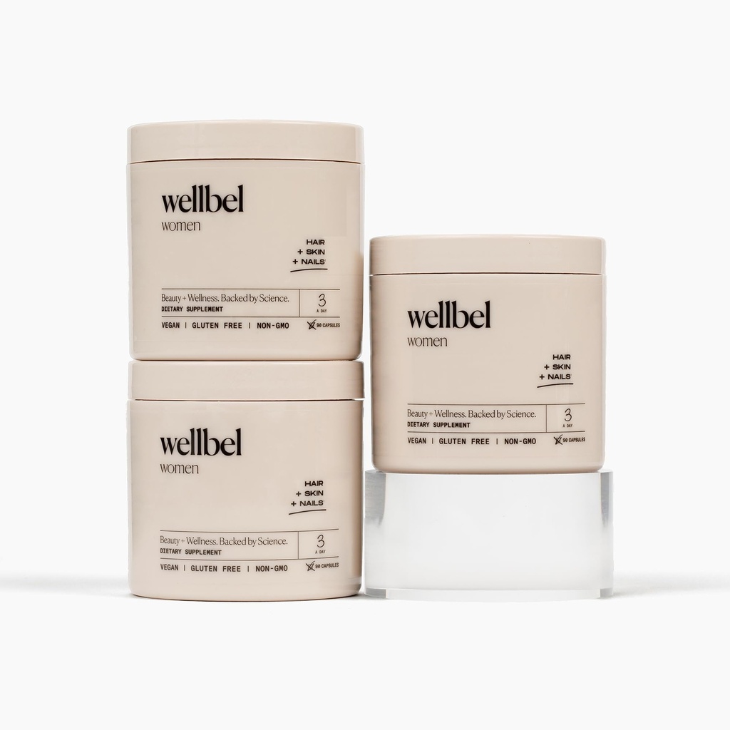 WELLBEL ženy čistý doplněk pro vlasy, kůži, hřebíky, Vegan, gluten zdarma a non GMO 90 Počet (3 Pack)