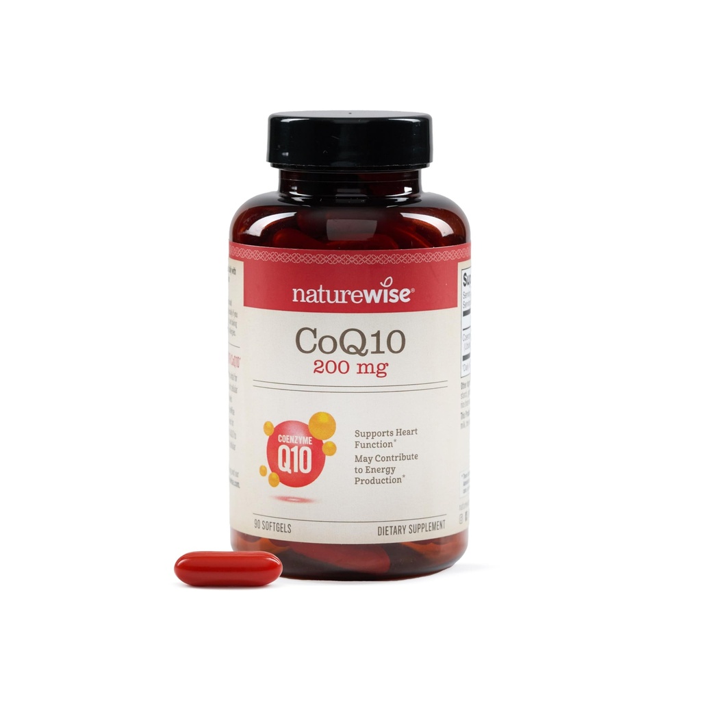 NatureWise CoQ10 200mg Softgels, High Potency Ubiquinone - Coenzym Q10 dodatek - Antioxidant pro srdeční zdraví + Energie - Vegan, Non- GMO, gluten- Free - 90 Počet [3- Month Supply]
