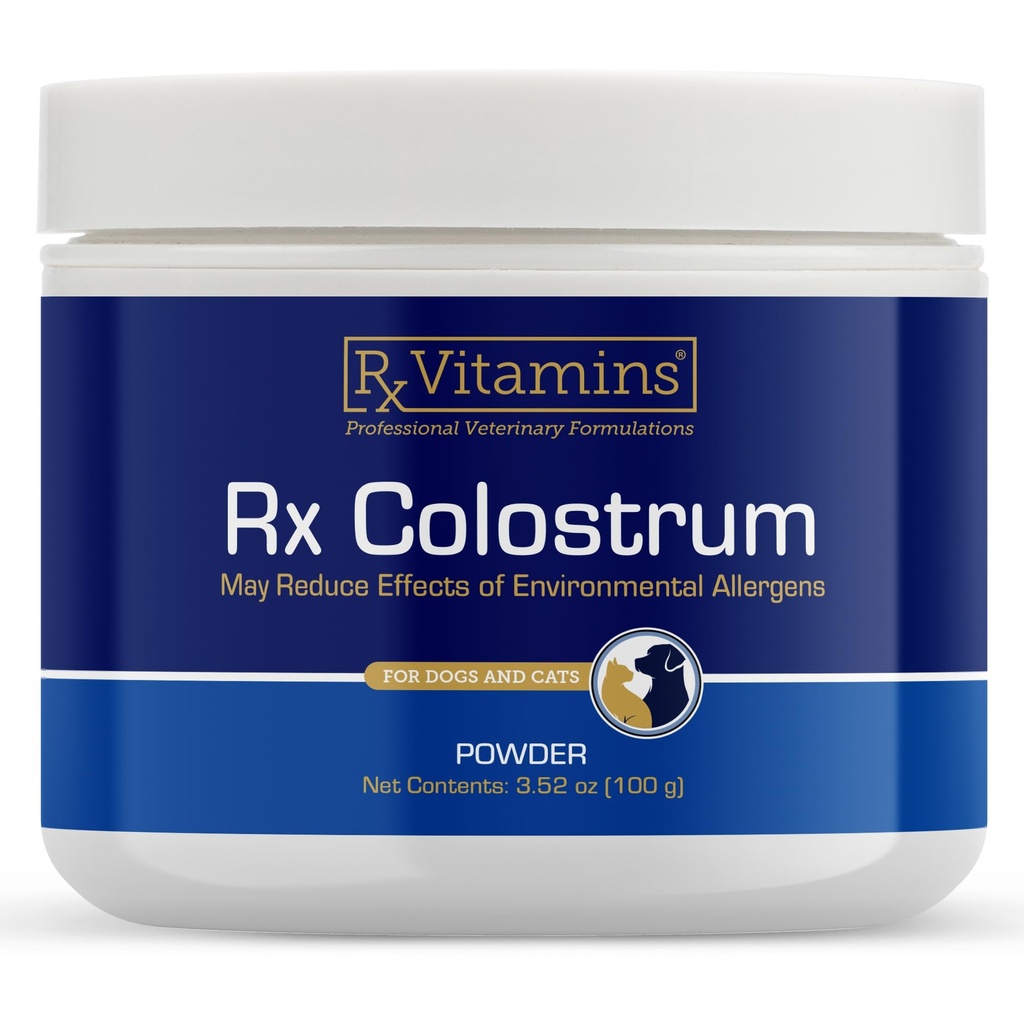 Rx Vitamíny Colostrum pro psy a kočky - Celý Bovine Colostrum Powder - Cat & Dog Supplement Ideální imunitní podpora, Podpory trávicího zdraví a alergie - 3.52 oz (100g)