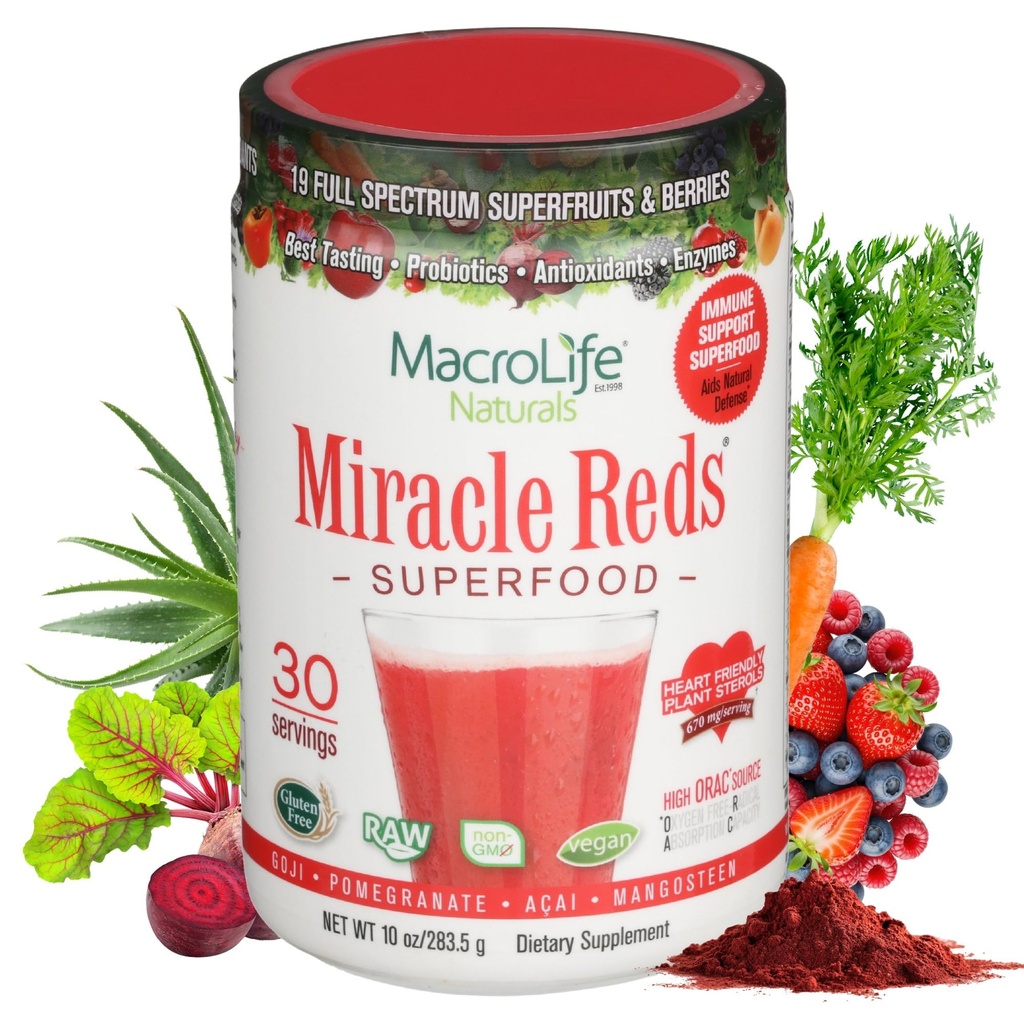 MacroLife Naturals Zázrak červené Superfood dodatek Powder Antioxidants Polyfenols Enzymes Probiotika - Raw Non- GMO Organic Vegan gluten & Dairy Free (30 Služeb)