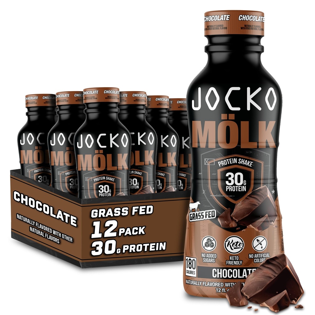 Jocko Mölk 30g Fed protein shakes - No Add Sugar Protein Drinks KETO Friendly - Připravený pít 12 FL Oz (balení po 12) Čokoláda