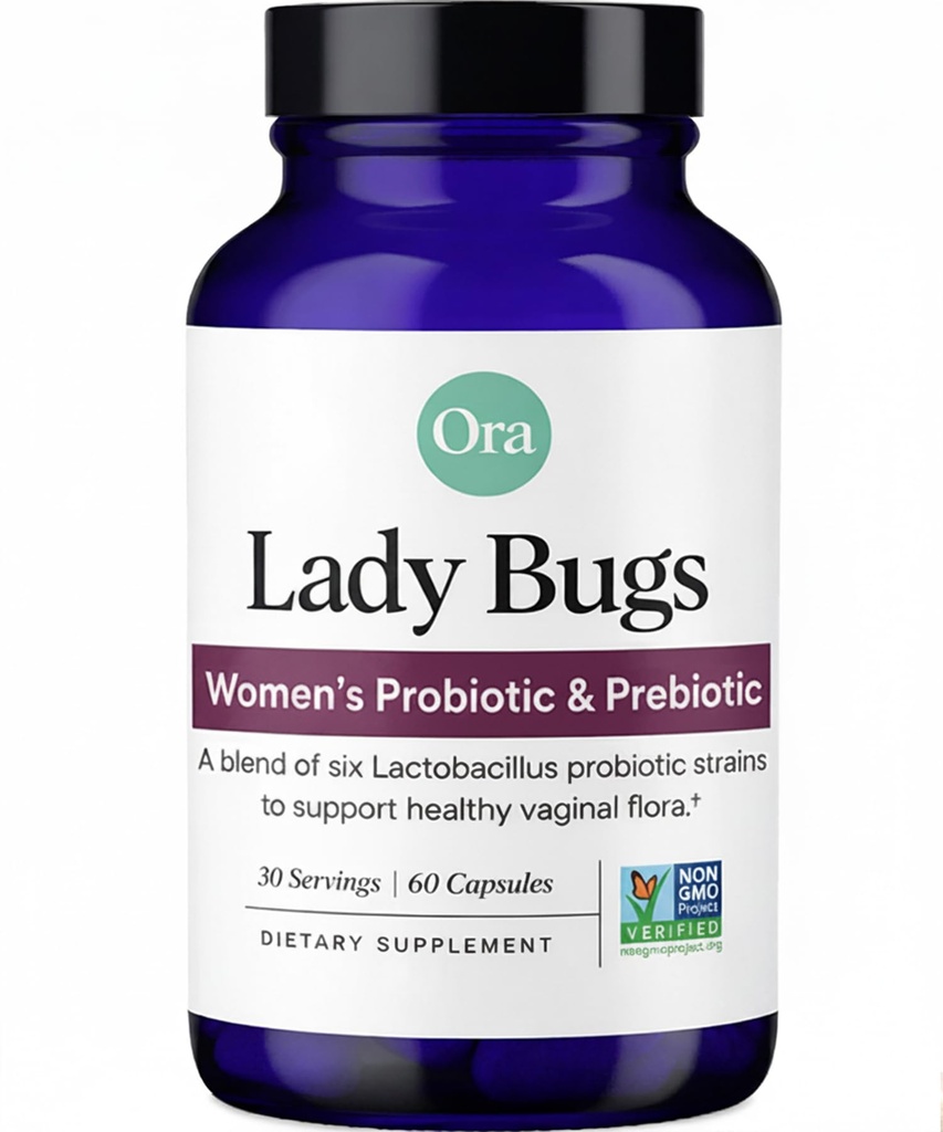 Ora Organic Prebiotics and Probiotics for Women - Lactobacillus for Vaginal Health & Candida Support, Containes 16 Billion CFU, 6 Strains - 1 měsíční zásoba, 60 Vegan Probiotic Capsules