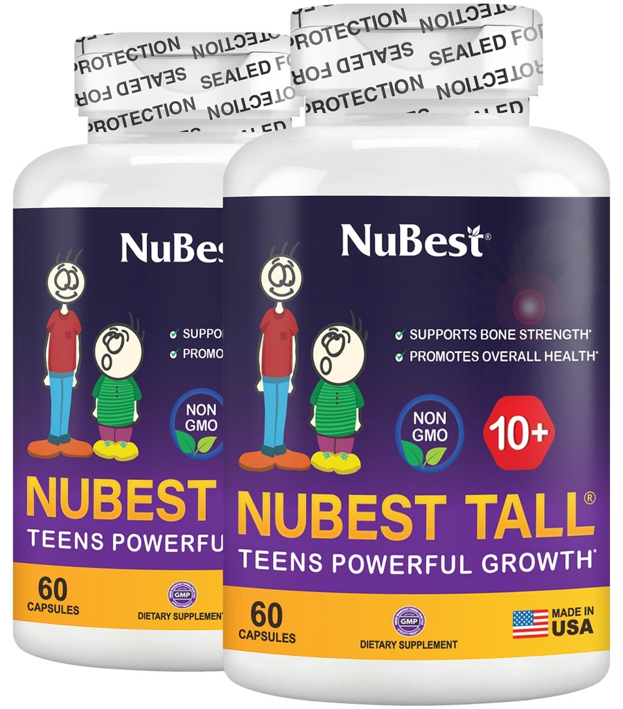 NuBest Tall 10 + - Advanced Bone Strength Formule - Podporuje imunitu, zdravý vývoj a optimální wellness - pro děti (10 +) & Teens Who Drink Milk Daily - Balení 2 Př