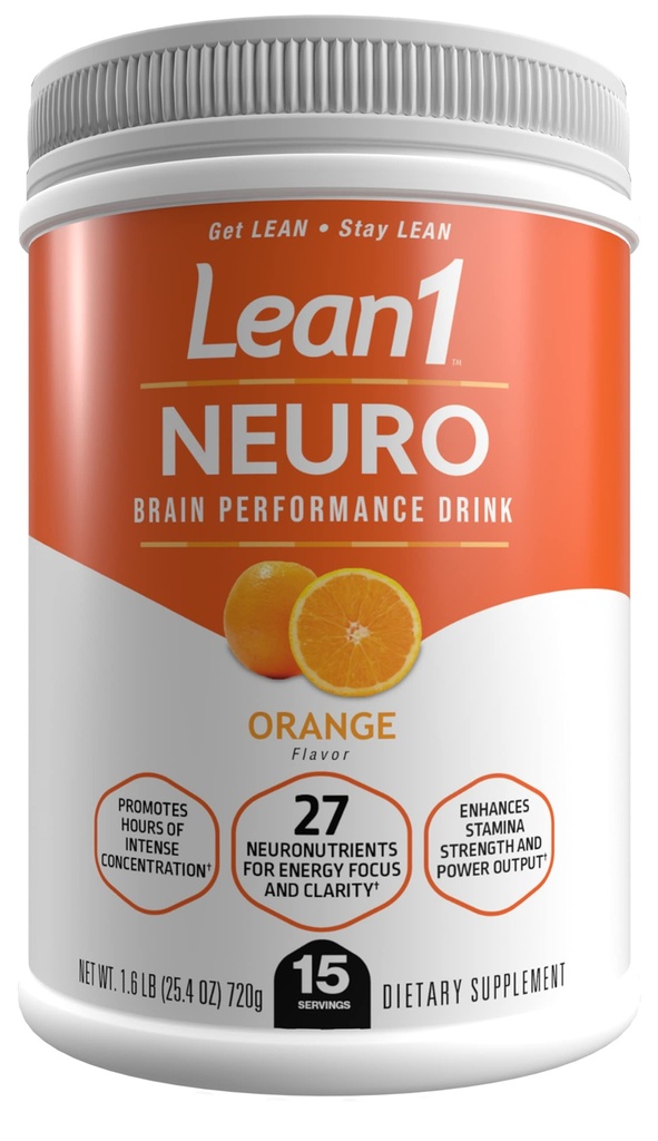 Lean1 Neuro, Mental Energy Powder Drink, oranžová chuť, 15 porce vana podle Nutrition53