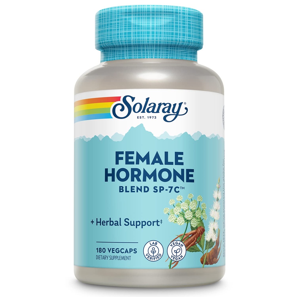 SOLARAY Žena Hormon Blend SP-7C, Bylinné směsi zahrnuje Black Cohosh, Dong Quai, Vášeň květina, Saw Palmetto, Wild Yam & Více 180 VegCaps