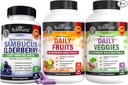 BioSchwartz Denní ovoce a zelenina dodatek pro ženy a muže (2 Měsíční zásoba) Plus bezinky se zinkem a vitamin C pro dospělé imunitní podpora (2 Měsíční dodávka)