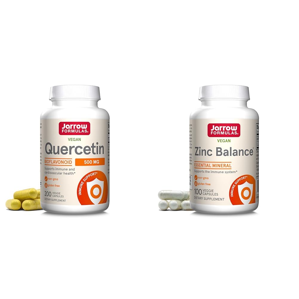 Jarrow Dictivas Quercetin 500 mg-Bioflavonoid- Quercetin Dietní doplňky - 200 Služeb - Podporuje zdravé buněčné funkce & Zinek Balance 15 mg-100 Služeb - Zahrnuje Copper- Essential Mineral