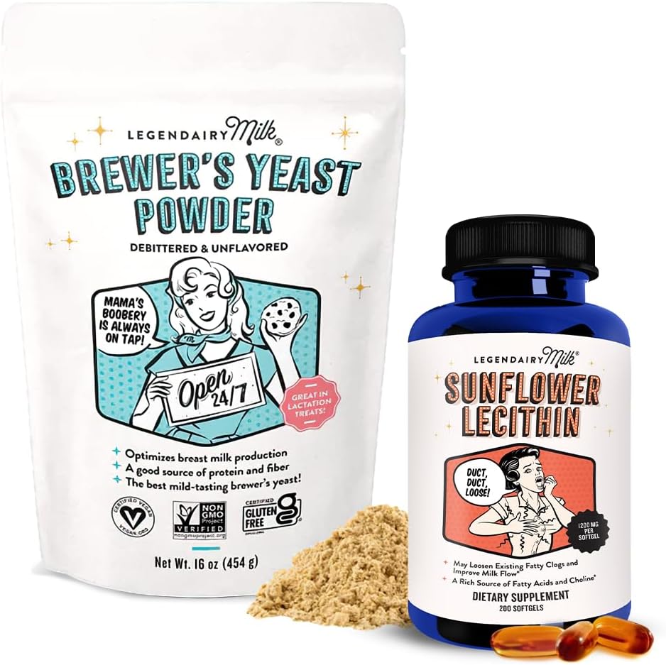 Legendairský mléčný slunečník Lecithin + Brewer 's Yeast Powder - Doplněk k laktaci pro zvýšení přísunu a podpory přilepeného mléka