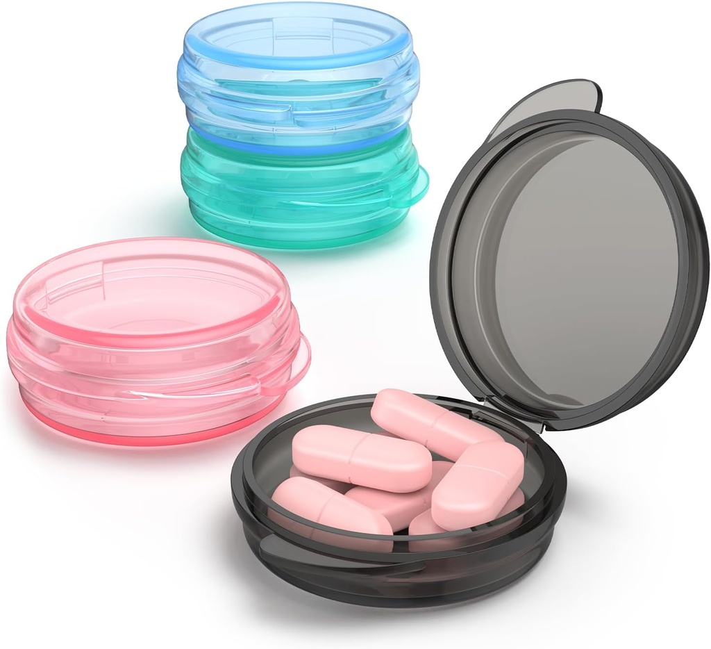 Small Pill Box, (4 Pack) Cestovní Pill Pouzdro Přenosný denní Pill Organizátor Mini Medicine Storage Container pro Kapesní kabelka Cod Jaterní olej Storage Box Earplug Case