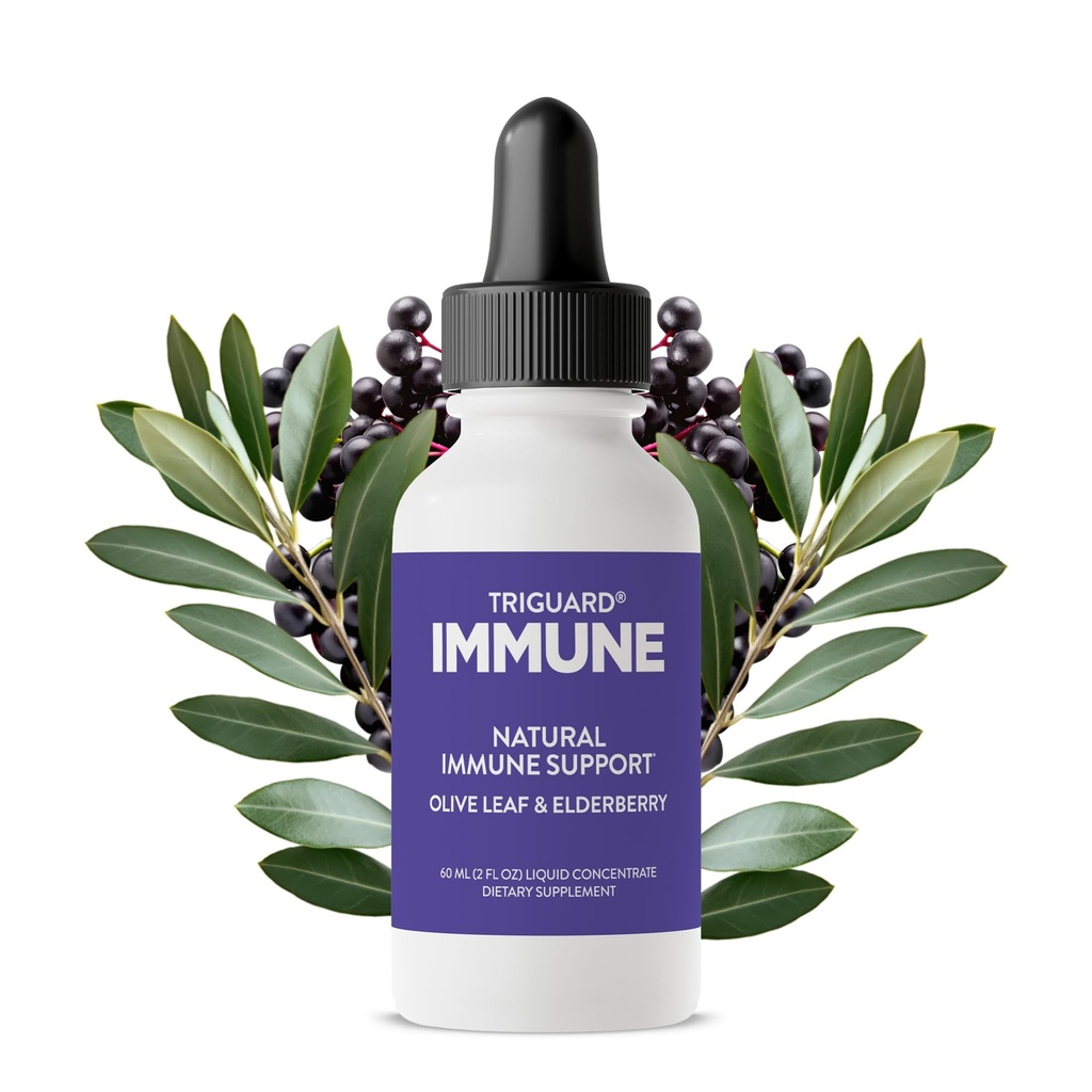 Triguard Plus Koncentrát 124; Koloidní stříbro, Sambucus Elderberry Extract & Olive Leaf Extract, 3-in-1 Liquid Imunní Podpora 124; Výkonný imunitní systém Booster 124; Velká chuť - 3.4oz / 100ml, Made in USA