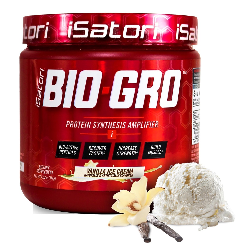 iSatori BIO- GRO protein Syntéza zesilovač, pro svalovou obnovu & růst, Vylepšený stimulant Free-Workout & Colostrum dodatek s Bio- Aktivní Peptides- Vanilla Ice Cream (60 Služeb)