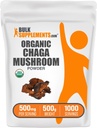 Bulksupplements.com Organic Chaga Houbičky Powder - Chaga Houbový dodatek, Superfood dodatek - Vegan & gluten zdarma, 500 mg na servírování, 500g (1,1 lbs) (balení po 1)