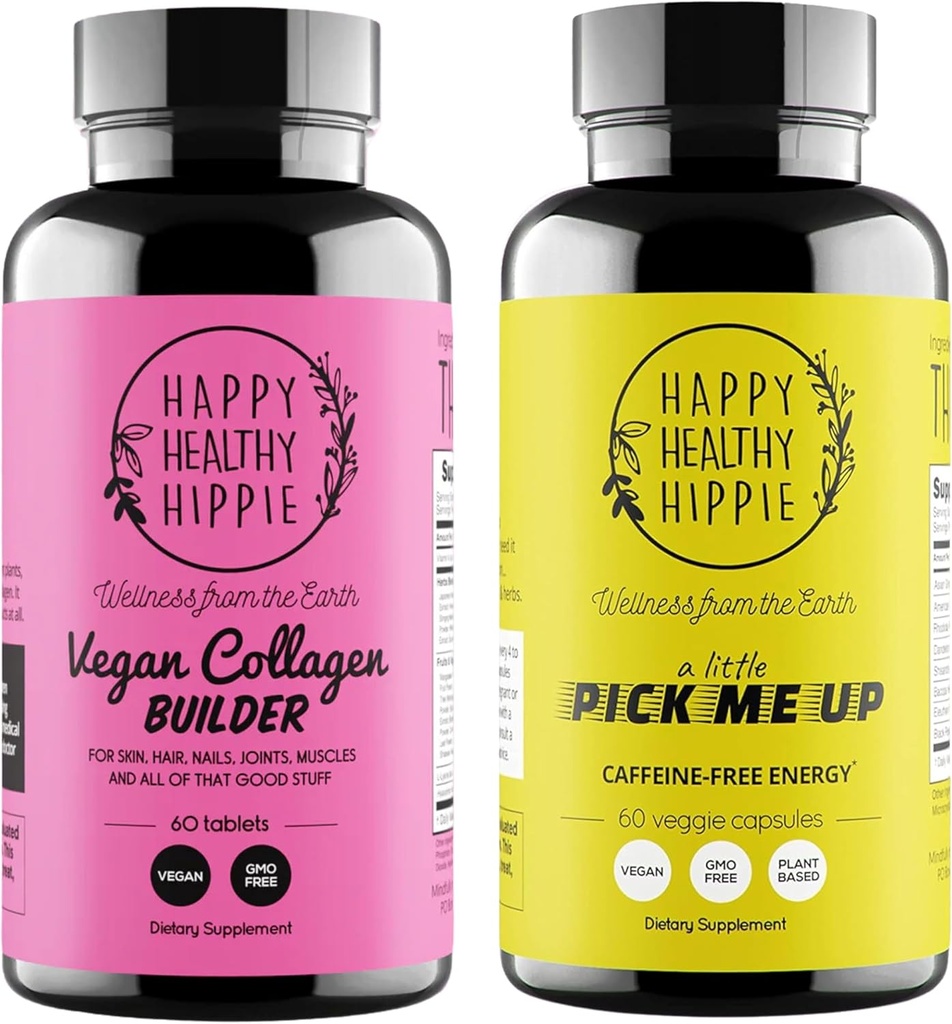 Šťastný zdravý hippie Pick Me Up Natural Energy Pills & Vegan Collagen Builder
