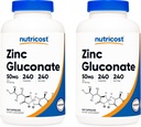 Nutricost Zinek Gluconate 240 Veggie Kapsle (50mg) (2 láhve) - Gluten Free a Non- GMO