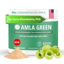 Amla Powder & bez kofeinu Zelený čaj Superfood dodatek, 20x Ultra Koncentrovaná Amla, Antioxidant Podpora, Made with Oolong Tea and Indian Gooseberry, Organic, Vegan, Bez kofeinu, 30 Služeb