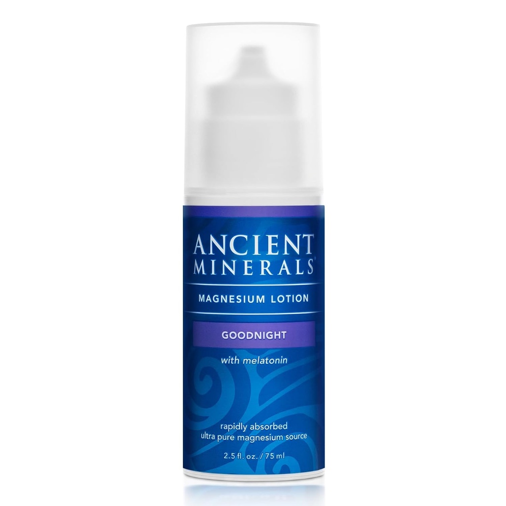 Starověké minerály Magnesium Lotion Dobrou noc krém obsahuje melatonin s chloridem hořečnatým a OptiMSM lokální noční hydratační krém (2.5oz)