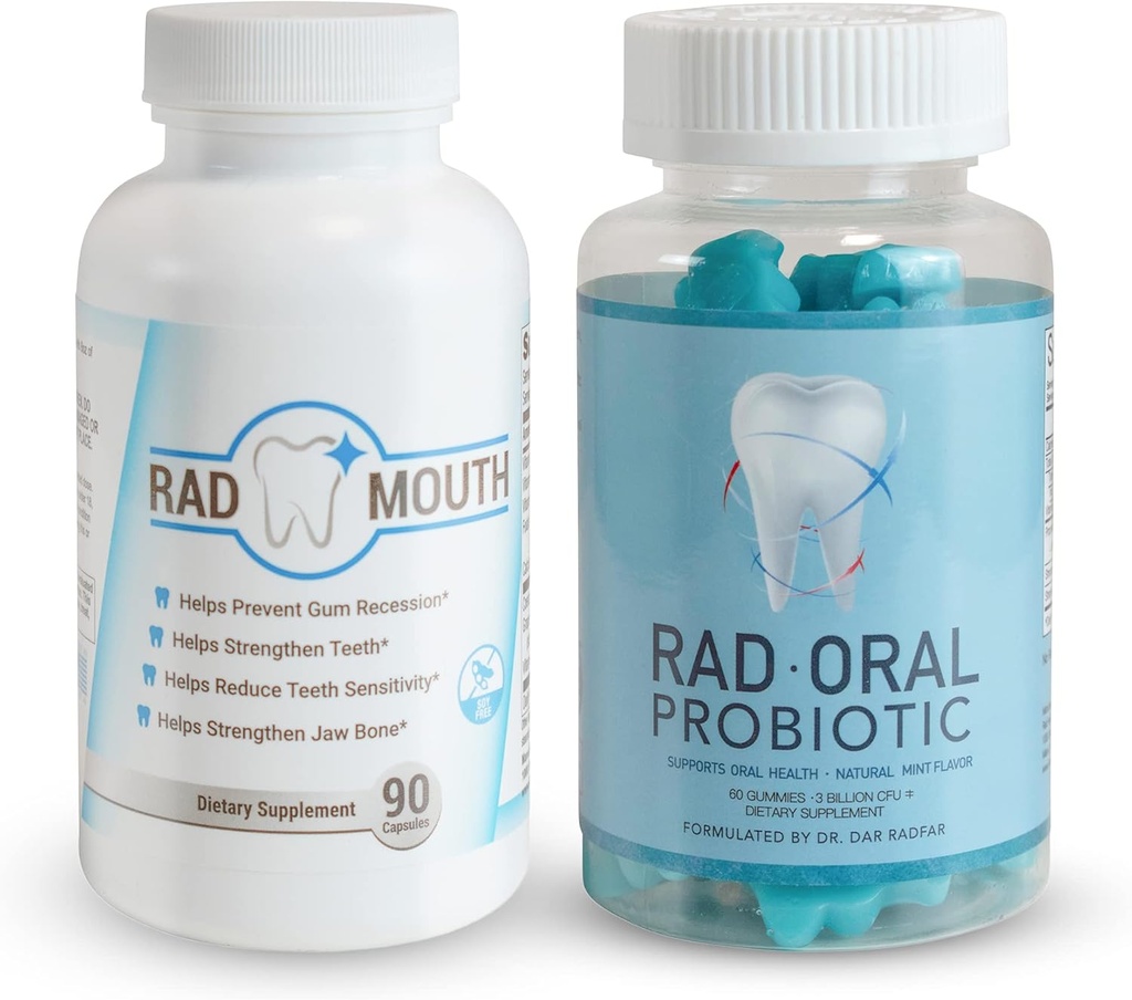 Rad Oral Probiotika pro zuby a dásně S Rad ústa pro citlivost na zuby - Zubař vyvinutý Zubní Probiotika S Lactobacillus Reuteri a Multivitamin pro posílení sliznice, zuby a čelist kosti